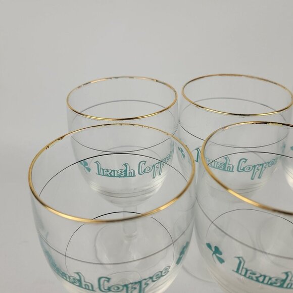 Vintage 6 Irish Coffee Stem 6" Wine Glass Goblet Clover Shamrock France - Picture 3 of 7